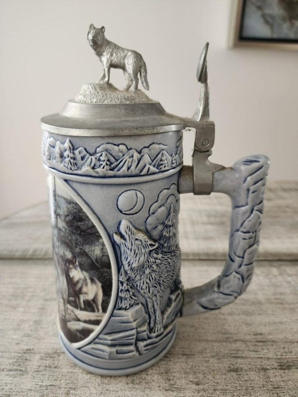 Beer Mug Stein Scouting the Bluff Cry of the Wolf 1996